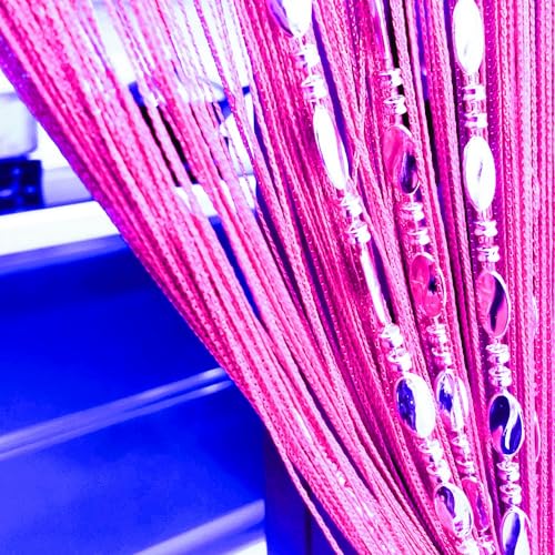 ave split 100cmX200cm Decorative Door String Curtain Beads Wall Panel Fringe Window Room Divider Blind for Wedding Coffee House Parts Door Divider Beads Tassel Screen Decoration (Rose red 25) - color: Rose Red 25