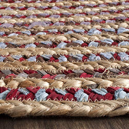 SAFAVIEH Cape Cod Collection 3' x 5' Oval Natural/Multi CAP251A Handmade Boho Braided Jute Area Rug - size: 3' x 5' (Oval)
