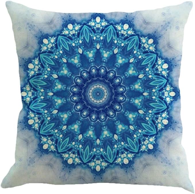 Jartinle Set of 4 Retro Floral Mandala Compass Medallion Bohemian Pillow Covers Boho Decor Hippie Throw Pillows Colorful Decorative for Sofa Couch 18 x 18