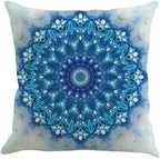 Jartinle Set of 4 Retro Floral Mandala Compass Medallion Bohemian Pillow Covers Boho Decor Hippie Throw Pillows Colorful Decorative for Sofa Couch 18 x 18