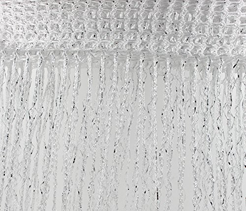1x2 M Door String Curtain Rare Flat Silver Ribbon Thread Fringe Window Panel Room Divider Cute Strip Tassel for Wedding Coffee House Restaurant Parts, White - color: White