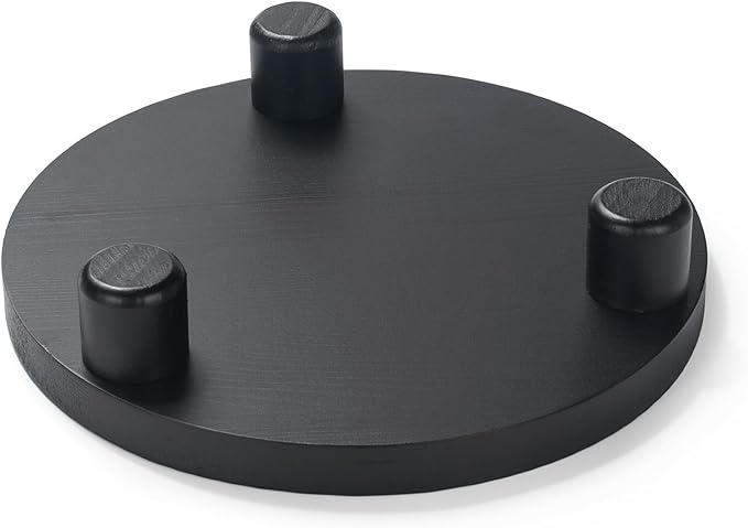 Wood Riser for Decor, 2 Pack Wood Pedestal Stand for Display, Round Wooden Tray for Kitchen Counter, Wooden Pedestal Stand for Plant Pot Indoor (Round - Black)
