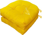 Gnostik 2 Pcs Outdoor Seat Cushions, Yellow Waterproof U Shaped Outdoor Chair Cushions Patio Chair Seat Pads for Porch, Garden Furniture, 18.6"X18.6"