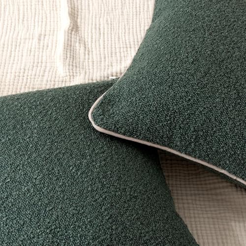 Amazon Basics Boucle Lumbar Throw Pillow Covers for Couch, Living Room, Home Decor with Hidden Zipper, Green, 12×20in, Pack of 2 - color: Green, size: 20" x 12" (Pack of 2)