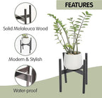 Wood 11.9" x 12.5" Plant Stand Indoor Outdoor, Wooden Single Floor Plant Pot Holder, Natural Plant Stand, Assembly Required (Excluding Potted Plants)