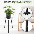 ARTORA Indoor Plant Stand, Mid Century Wood Plant Stool Adjustable White Corner Tall Plant Sand Marble Texture Small Round End Table 18 Inch Plant Holder for Flower Pots Modern Home Decor (18.11' x 9.25")