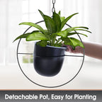 2 Pack Hanging Planters for Indoor Plants with 5.5" Pot + Ceiling Hook + Extender Chain | Hanging Plant Holder, Metal Minimalist Planter, NO Plant incld