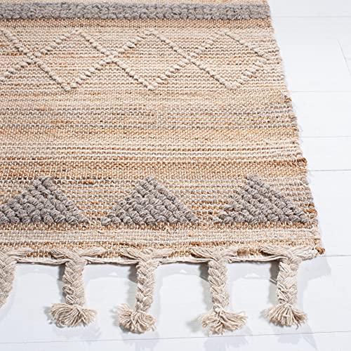 SAFAVIEH Natura Collection Accent Rug - 3' x 5', Natural & Beige, Flat Weave Boho Braided Tassel Jute & Wool Design, Ideal for High Traffic Areas in Entryway, Living Room, Bedroom (NAT278A) - size: 3' x 5' (Rectangular)