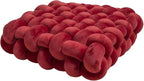 Knot Pillow Meditation Cushion Large Floor Cushions for Sitting Funky Throw Pillows Chair Pillows Soft Pads Square Knotted Seat Cushions for Home Decoration Living Room Bedroom Sofa Couch Red
