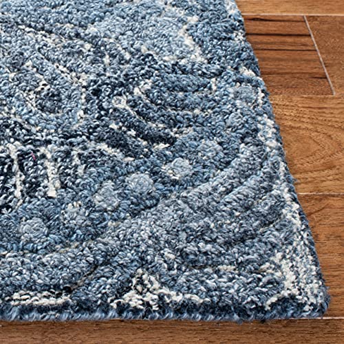 SAFAVIEH Marquee Collection Accent Rug - 2' x 3', Blue & Grey, Handmade Mandala Medallion Wool, Ideal for High Traffic Areas in Entryway, Living Room, Bedroom (MRQ110N) - color: Blue/Grey, size: 2' x 3' (Rectangular)