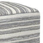 SIMPLIHOME Carina Contemporary Square Woven Pouf in Black Melange, White Wool for the Living Room, Bedroom and Kids Room - color: Black Melange, White, style: Wool Pouf