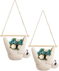 2Pcs Macrame Plant Hanger Crochet Sloth Hanging Planter Sloth Gifts,5 Inch Animal Wall Hanging Plant Holder for Plant Sloth Lovers, Home Decor Indoor Outdoor Plants Succulent Gifts (2)