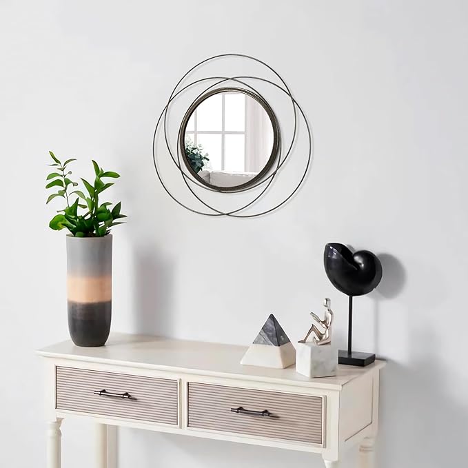 Circle Mirror Wall Decorative Metal Wall Mirror, Art Small Round Wall Home Mirror, Decor Living Room Bedroom Bathroom Entryway 12"