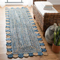 SAFAVIEH Cape Cod Collection Runner Rug - 2'3" x 6', Blue & Beige, Handmade Boho Braided Jute & Cotton, Ideal for High Traffic Areas in Living Room, Bedroom (CAP201C) - color: Blue/Beige, size: 2'3" x 6' (Runner)