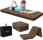 MeMoreCool Foldable Floor Mattress Kids Trifold Mat, Kids Folding Mattress Portable Futon, 57x22 Inch Coffee