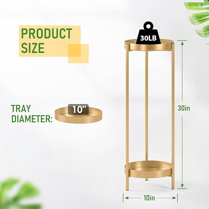 Plant Stand Plant pots Indoor Stands – Metal Flower Pots Stand Plant Shelf for Multiple Plants,2 Tier Removable Display Plant Table Gardeing Gifts for Living Room Outdoor Garden Balcony Décor Gold