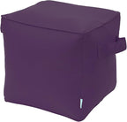 QILLOWAY Indoor/Outdoor Inflatable Stool, Ottoman Pouf Cube 16",All Weather Foot Rest for Camping or Home (Purple)