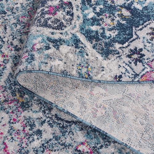 SAFAVIEH Madison Collection Runner Rug - 2'3" x 8', Blue & Grey, Boho Chic Glam Paisley Design, Non-Shedding & Easy Care, Ideal for High Traffic Areas in Living Room, Bedroom (MAD600M) - color: Blue/Grey, size: 2'3" x 8' (Runner)