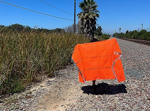Open Road Goods Solid Color Mexican Yoga Blanket – Large Handwoven Throw for Yoga, Beach, Camping or Home – Soft and Durable Cotton Blend - color: Tangerine Blanket