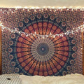 Bless International Handmade Indian hippie Bohemian Psychedelic Peacock Mandala Wall hanging College Dorm Beach Throws Table Cloth Bedding Tapestry (Golden Blue, Medium(54x60Inches)(137x152cms)) - color: Golden Blue, size: 60"L x 54"W