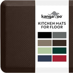KANGAROO Thick Ergonomic Anti Fatigue Mats for Kitchen Floor, 39x20, Cushioned Standing Office Desk Mat, Waterproof Scratch Resistant Topside, Supportive All Day Comfort Padded Foam Rugs, Brown