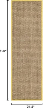 SAFAVIEH Natural Fiber Collection Runner Rug - 2'6" x 10', Natural & Gold, Seagrass, Basketweave Pattern with Border (NF114X)