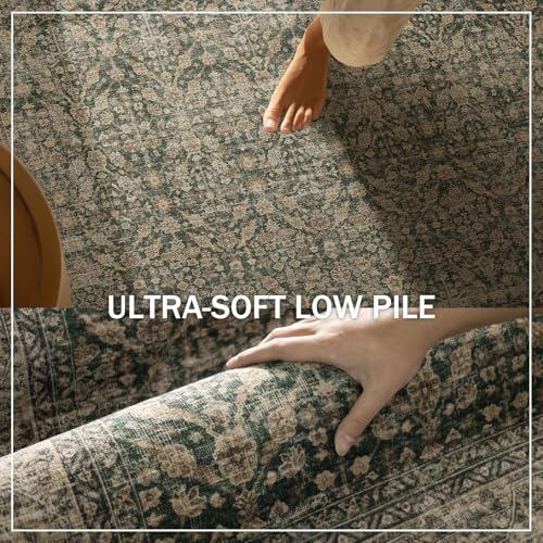 Machine Washable Hallway Runner Rugs: 2'x6' Kitchen Rug Stain Resistant Non Slip Low Pile Soft Carpet Runners for Hallways Indoor Entryway Kitchen Laundry Room Bedroom Bathroom Farmhouse - color: Dark Green Brown, size: 2' x 6' (Rectangular)
