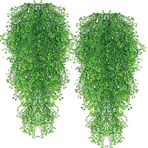 RECUTMS 4Pcs Artificial Hanging Plants Faux Hanging Greenery Ivy Decor Artificial Hanging Vines Plastic Plants for Indoor Outdoor Wall Home Garden Wedding Party Decor(Green 4P) - color: Green