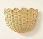 Scalloped Wall Basket, 2 Pack Hanging Wicker Wall Baskets,Hand Woven Wall Storage Organizer, 2 Sizes Wall Baskets Storage for Home, Bathroom, Kitchen, Living Room