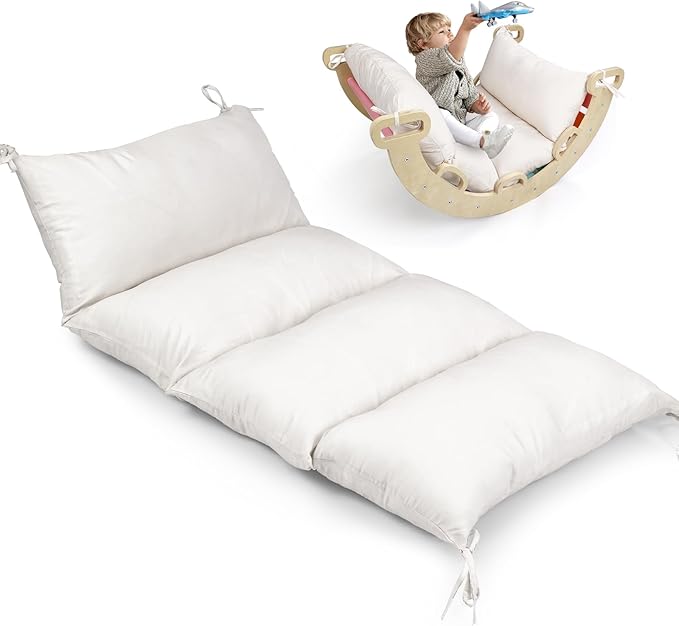 BlueWood Cushion for Climbing Arch, Montessori Philosophy Soft and Non-Slip Pillow for Kids, Pikler Cushion for Reading, Playing, Games, Parties (White)