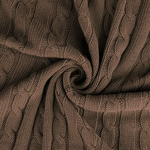 uxcell Cotton Cable Knit Throw Blanket Soft Throw Couch Covers Decors Knitted Blankets for Sofa Bed, Russet Throw(47" x 70") - color: Russet, size: Throw (47" *78")