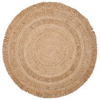 SAFAVIEH Natural Fiber Round Collection 5' Round Natural NF356A Handmade Boho Charm Farmhouse Jute Area Rug - size: 5' (Round)