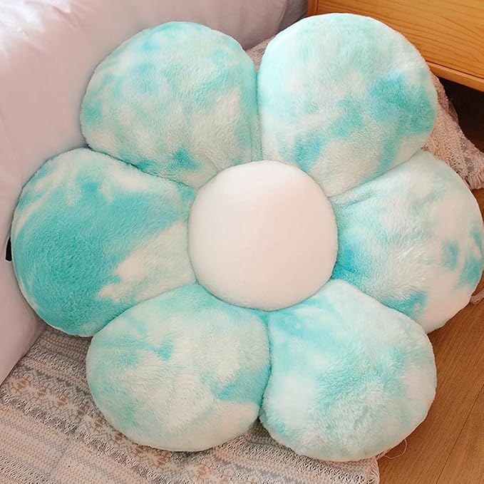 lannery Flower Plush Throw Pillows, Flower Floor Pillow Seating Cushion Toy for Reading, Room, Watching TV (19.7", Blue)