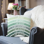 QIYUHOY Boho Sage Eucalyptus Green Rainbow Classroom Throw Pillow Covers, Olive Green Pillow Cover, Book Center Calming Corner Playroom Decor Pillow Case,I Am Kind Smart Brave Confidence,18x18 Inch