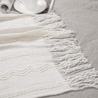 BATTILO HOME Cream Throw Blanket for Couch, Bedroom Decor Boho Throw Blanket, Decorative White Blanket Throw for Sofa Living Room, 50"x60"