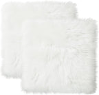 Softlife Square Faux Fur Sheepskin Chair Cover Seat Cushion Pad Super Soft Area Rugs for Living Bedroom Sofa (1.6ft x 1.6ft, White, pack of 2)