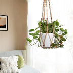 Macrame Plant Hanger Indoor Hanging Plant Holder Hanging Planter Basket with Beads No Tassels for Outdoor Boho Home Decor 35 Inch