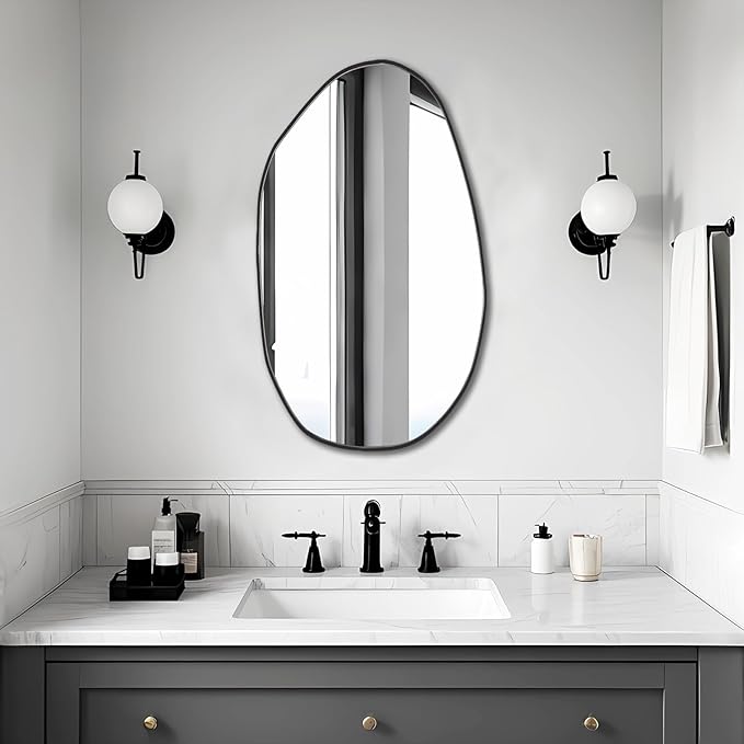 BOMINICA Irregular Wall Mirror Asymmetrical Mirror for Bathroom Living Room Entryway Bedroom, 19.5" x 33.5"