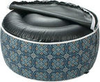 Magpie Fabrics Indoor/Outdoor Inflatable Stool Ottoman Pouf, Water Repellent Round Footrest Footstool with Foot Pump D20 xH9, Portable for Patio Garden Travel Camping or Home, Morgan Medal Blue