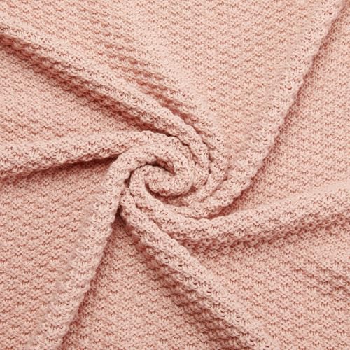 Amazon Basics Chunky Cable Knit Throw Blanket for Couch, Sofa, Bed, Lightweight Soft Cozy, 50" x 60", Dusty Rose - color: Dusty Rose, style: Knitted