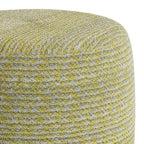 SIMPLIHOME Bayley Transitional Round Braided Pouf in Muted Yellow and Natural Cotton for the Living Room, Bedroom and Kids Room - color: Muted Yellow and Natural