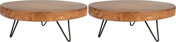 Creative Co-Op Decorative Paulownia Wood Pedestal, Dark Brown (Pack of 2)