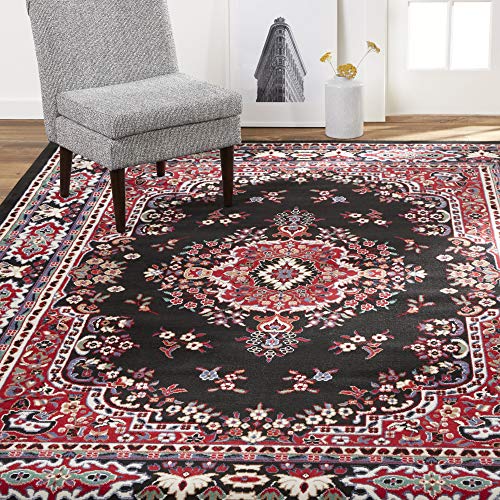 Home Dynamix Premium Sakarya Traditional Medallion Border Area Rug, Black, 21"x35" Rectangle - color: Red / Black, size: 1'9" x 2'11" (Rectangular)