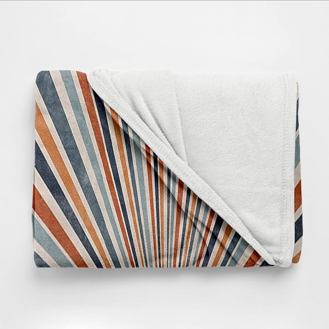 Boho Colorful Sunrise Throws Blankets Abstract Mid Century Modern Throw Blanket Minimalist Sun Boho Leaves Aesthetic Soft Warm Bed Bedding Women Blankets for Couch Bedroom Office 50"x60"
