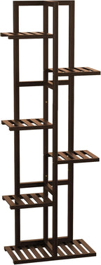 6 Tier Bamboo Plant Stand Indoor, Wood Tall Flower Holder Corner Tiered Plant Shelf for Multiple Plants (Brown)