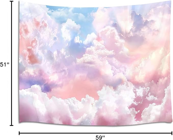 HVEST Pink Cloud Tapestry Colorful Abstract Clouds Natural Landscape Tapestries Wall Hanging for Bedroom Living Room Teen Dorm Indie Decor Poster Blanket,59x51 Inches