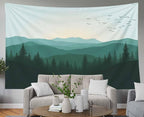 EMMTEEY Nature Tapestry Green Mountains Forest 60X40 Inch Small Tapestry Wall Art Hanging Tapetries for Bedroom Living Room Dorm Décor