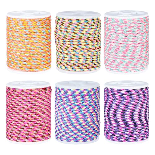 26.22 Yards 1.5mm 4-Ply Polycotton Metallic Cord Colorful Macrame Braided Cord Jewelry Beading Thread for Friendship Bracelet DIY Crafts Macrame Rope Wall Hangers Decoration - color: Mixed Color 1, size: 1.5mm
