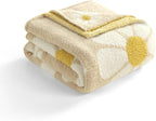 Snuggle Sac Flower Throw Blanket for Couch, Fuzzy Microfiber Floral Blankets, Cute Throws for Girls Daughter Gifts, Flower Beige, 50x60 inches