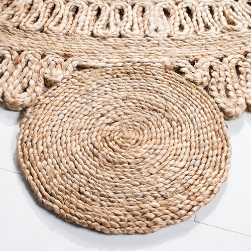 SAFAVIEH Natural Fiber Round Collection 8' Round Natural NF161A Handmade Boho Charm Farmhouse Jute Area Rug - size: 8' (Round)